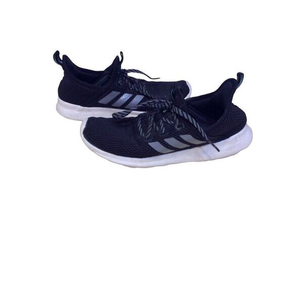𝅺ADIDAS Cloudfoam Lace up Shoe Women 6 Black/Grey/white Man Made Materials - Picture 1 of 4